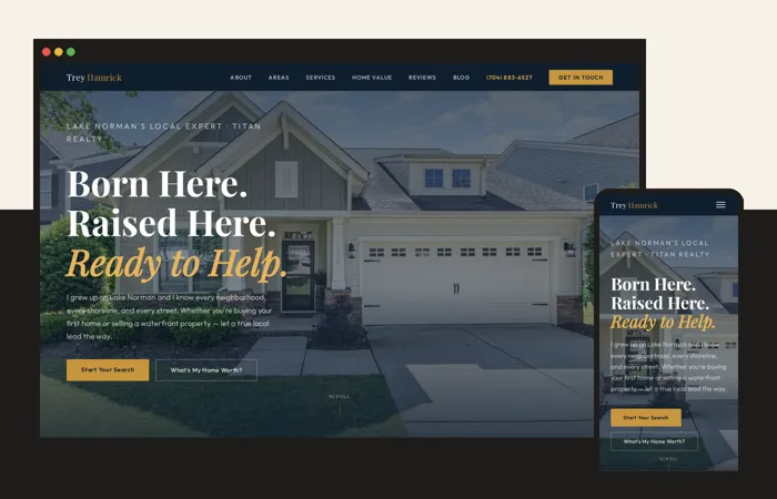 Trey Hamrick Realtor website on a laptop and phone